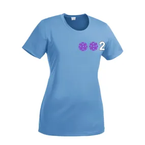 002 With Pickleballs (Cyan Purple Rainbow) Customizable | Women’s Short Sleeve Crewneck Athletic Shirts | 100% Polyester