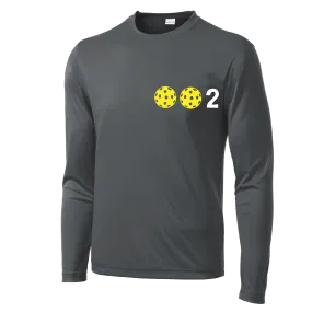 002 With Pickleballs (Yellow White Pink) Customizable | Men's Long Sleeve Athletic Shirt | 100% Polyester