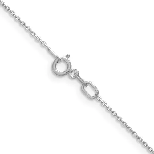 0.8mm 14K White Gold Solid Diamond Cut Rolo Chain Necklace