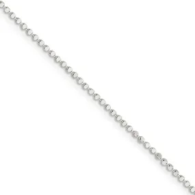 1.1mm Sterling Silver Solid Square Beaded Chain Necklace