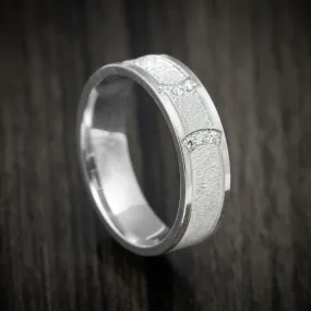 14K White Gold Men's Ring Custom Diamond Wedding Band