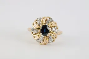 14k Yellow Gold 0.60tcw Sapphire & 0.36tcw Diamond Ring Size 6.75 (4.12g.)