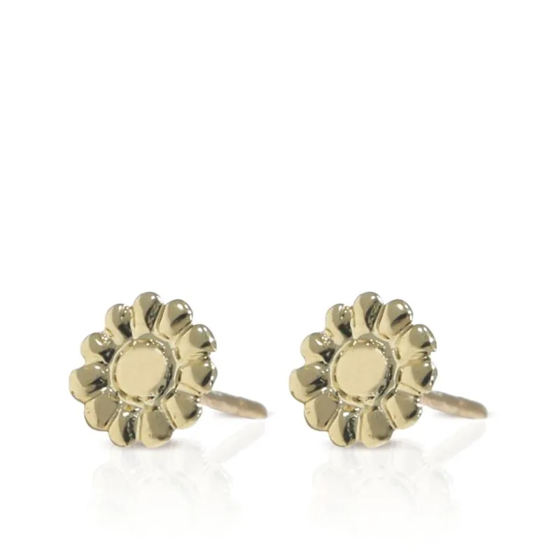 14K Yellow Gold Flower Stud Earrings