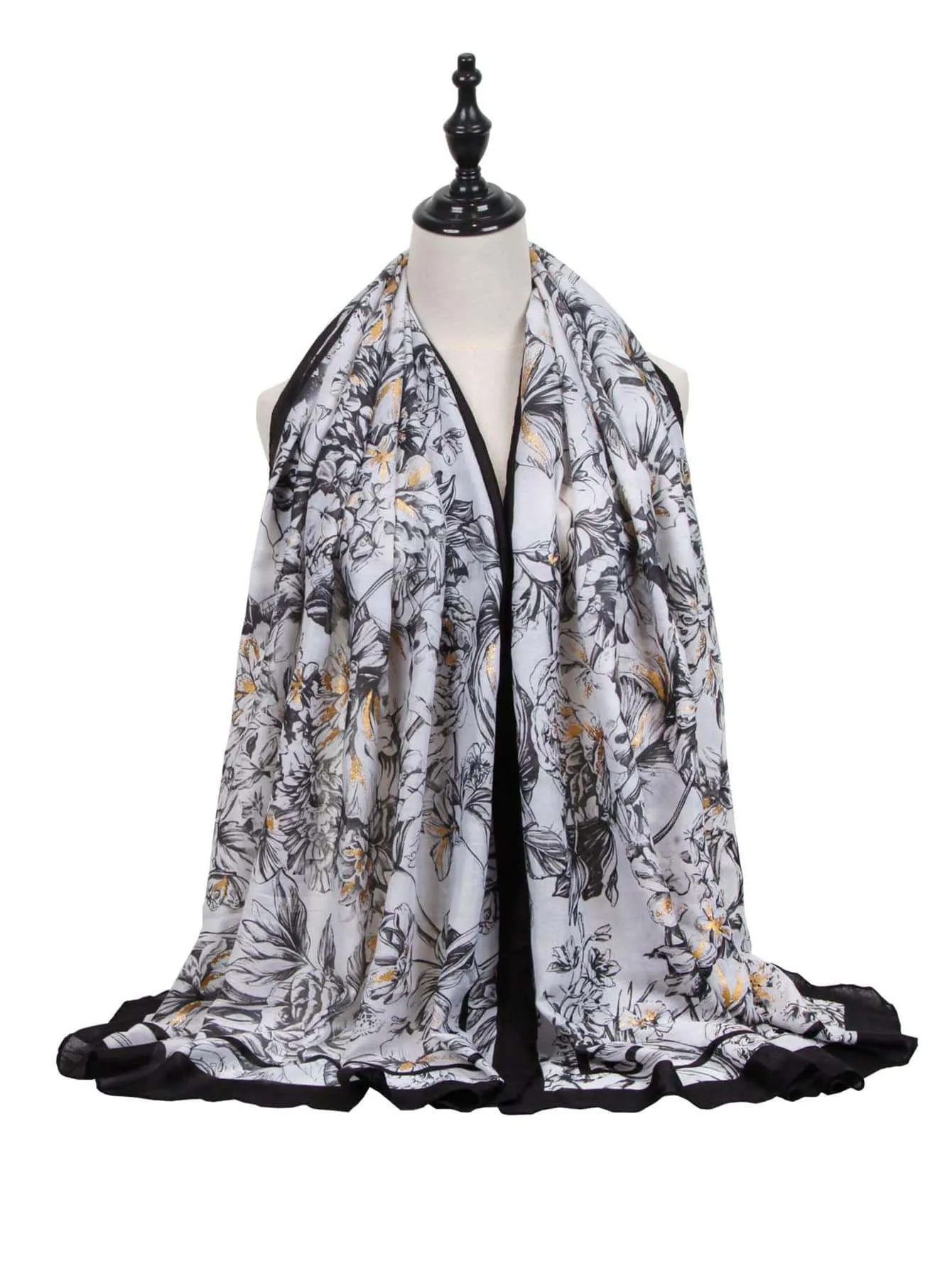 1pc Women Floral Pattern Fringe Trim Fashionable Scarf For Daily Life