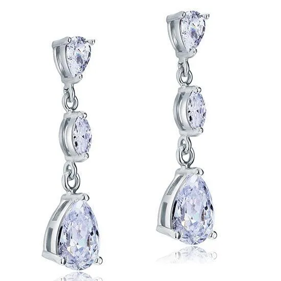 2 Carat Created Pear Cut Zirconia Dangle Drop Sterling 925 Silver Earrings MXFE8083