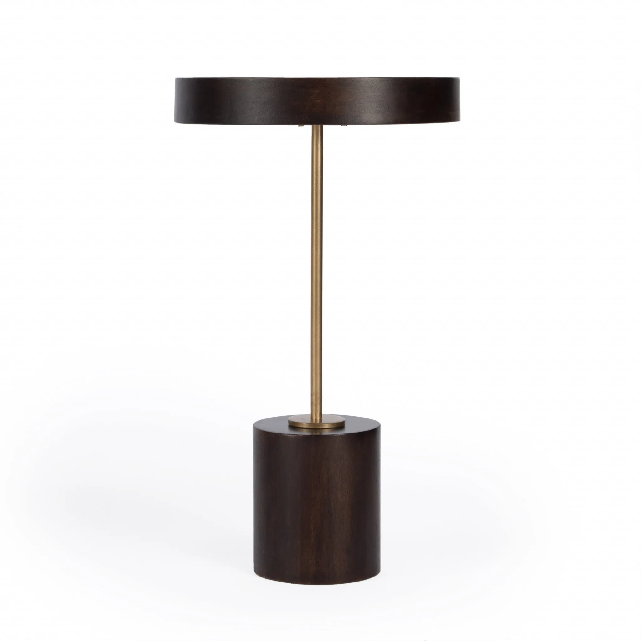 22" Black And Rosegold Solid Wood Round End Table By Homeroots