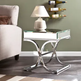 22" Silver Glass And Iron Square Mirrored End Table By Homeroots