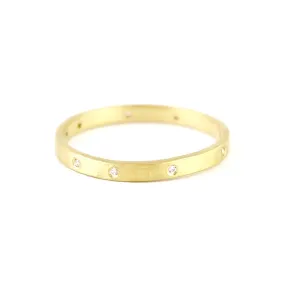 2mm 18kt Gold with 9 Diamonds Parchment Scatter Band by Sarah Mcguire