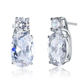 4 Carat Oval Cut 925 Sterling Silver Stud Earrings Jewelry MXFE8107