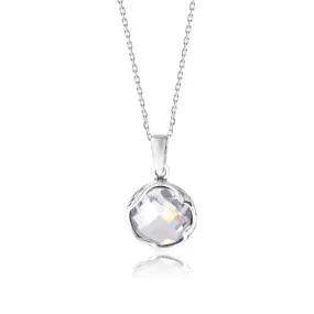 925 Sterling Silver Pendant Inlaid With Round White Cubic Zirconia