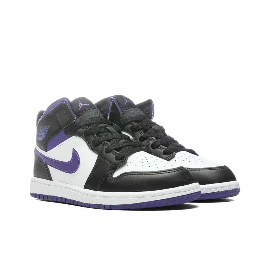 Air Jordan 1 Mid (PS) - Black/Dark Iris/White