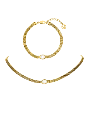 Amalfi Mesh Necklace Set Gold