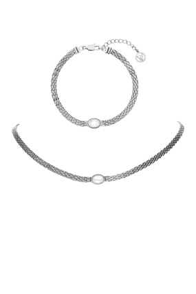 Amalfi Mesh Necklace Set Silver