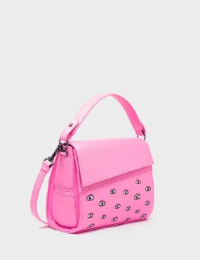 Anastasio Mini Crossbody Handbag Bubblegum Pink Leather - All Over Eyes Embroidery