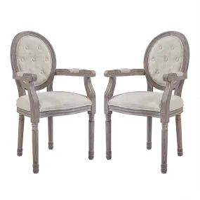 Arise Vintage French Upholstered Fabric Dining Armchair Set of 2