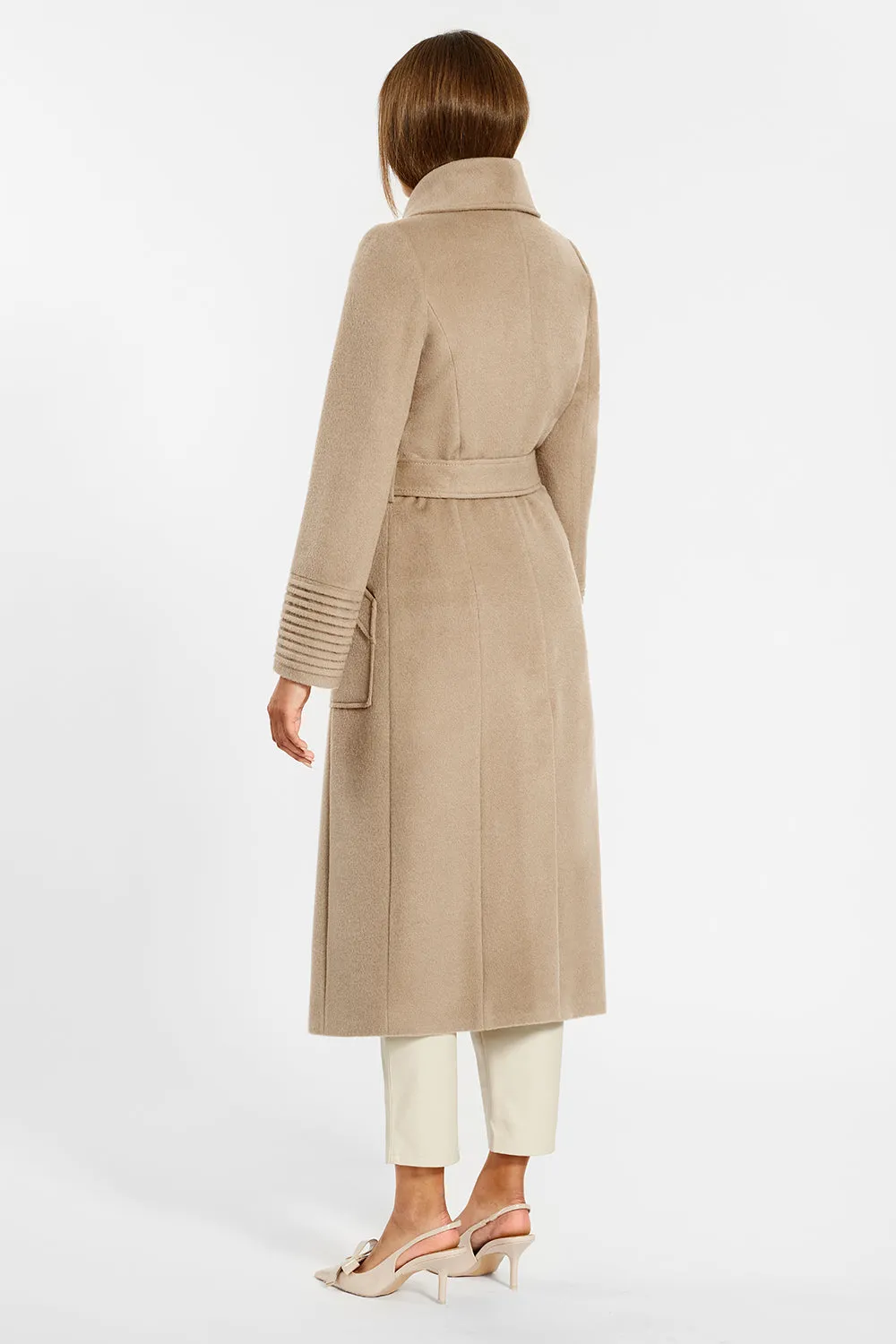 Baby Alpaca Long Wide Collar Wrap Coat