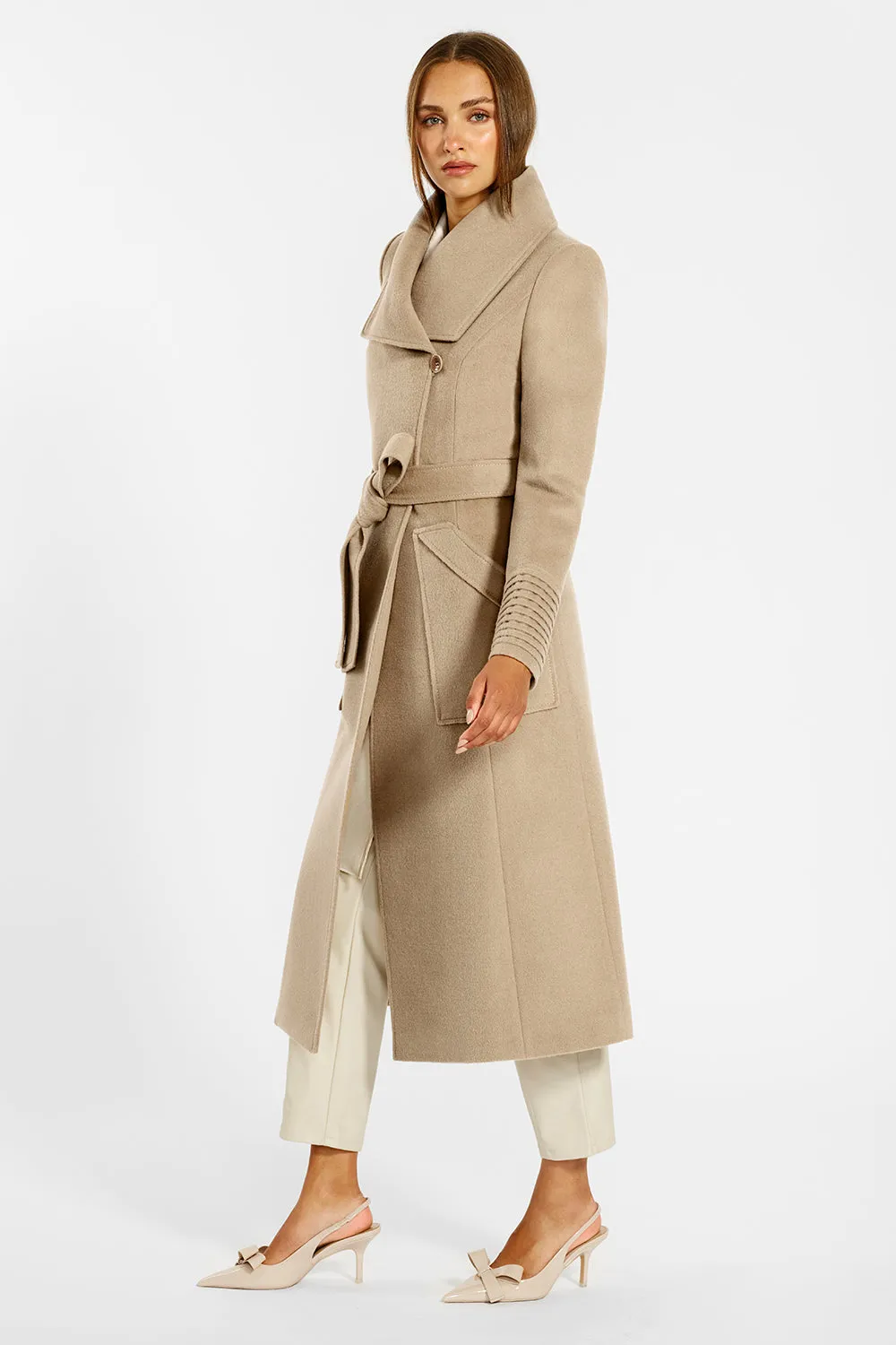 Baby Alpaca Long Wide Collar Wrap Coat