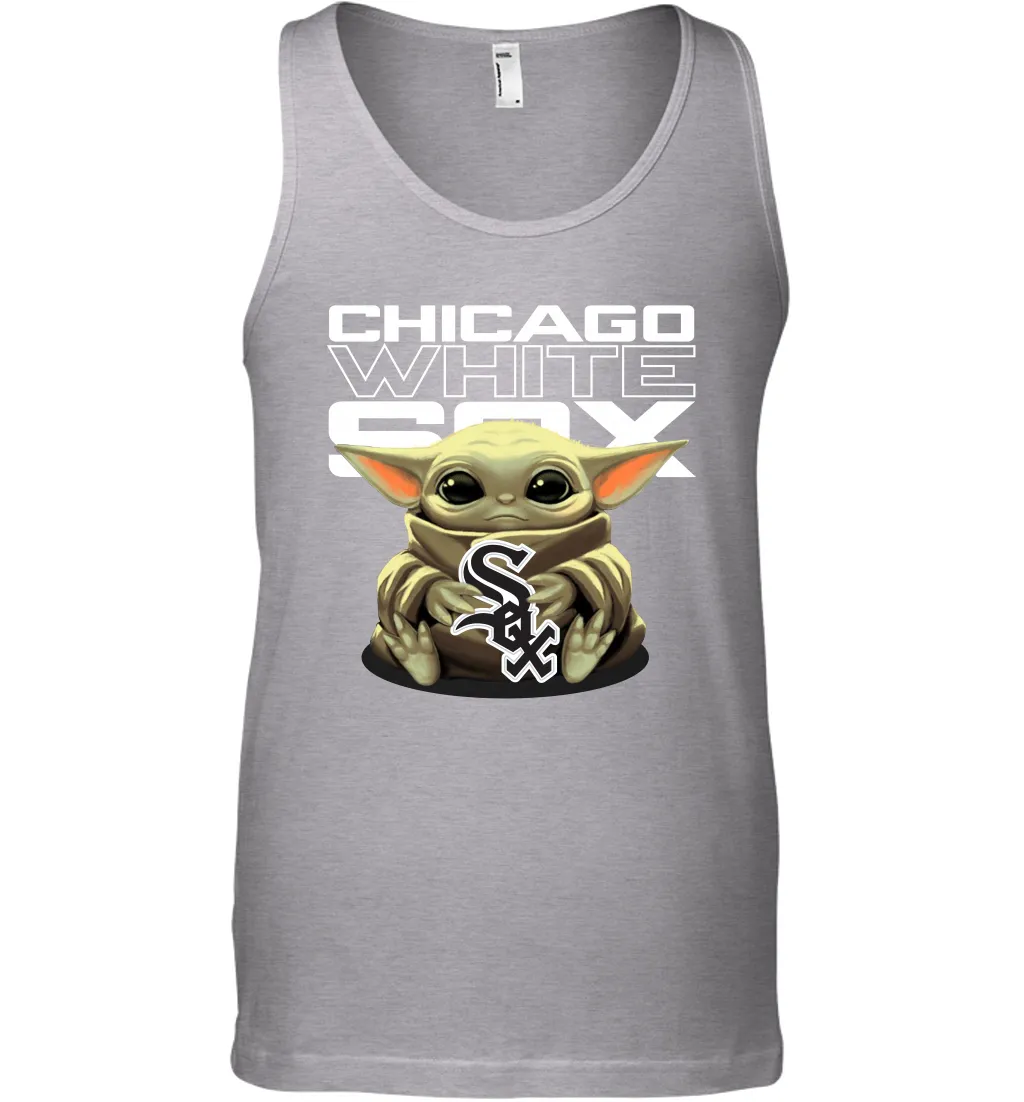 Baby Yoda Hugs Loves The Chicago White Sox Baseball Mens Tank Top