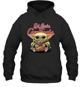 Baby Yoda Hugs Loves The St Louis Cardinals Baseball Adult Hoodie Sweatshirt