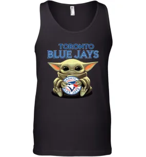 Baby Yoda Hugs Loves The Toronto Blue Jays Baseball Mens Tank Top