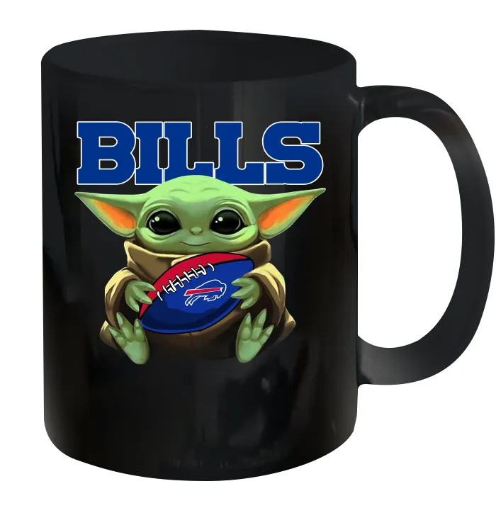 Baby Yoda Loves The Buffalo Bills Star Wars Baby Yoda Hugs Bills NFL Ceramic Mug 11oz