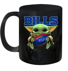 Baby Yoda Loves The Buffalo Bills Star Wars Baby Yoda Hugs Bills NFL Ceramic Mug 11oz