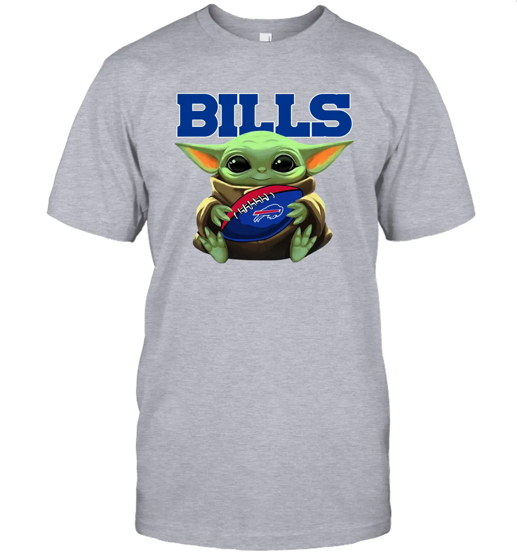 Baby Yoda Loves The Buffalo Bills Star Wars Baby Yoda Hugs Bills NFL Mens T-Shirt