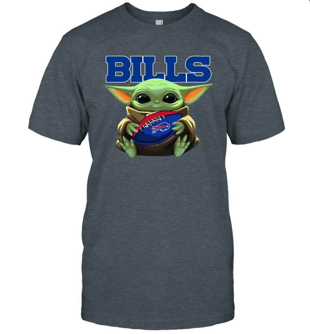 Baby Yoda Loves The Buffalo Bills Star Wars Baby Yoda Hugs Bills NFL Mens T-Shirt