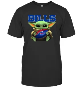 Baby Yoda Loves The Buffalo Bills Star Wars Baby Yoda Hugs Bills NFL Mens T-Shirt