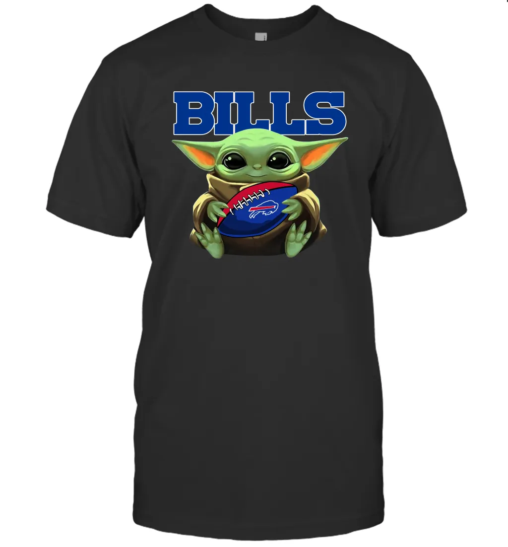 Baby Yoda Loves The Buffalo Bills Star Wars Baby Yoda Hugs Bills NFL Mens T-Shirt