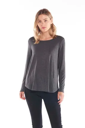 Betty Basics Evanna Top in Charcoal Marle