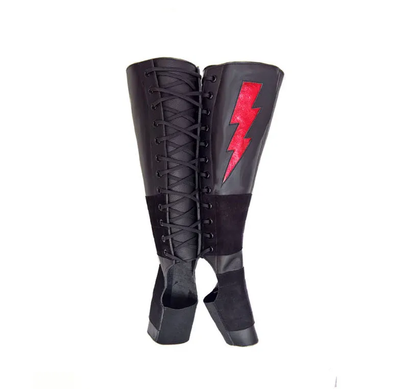 Black Aerial boots w/ Red metallic ZIGGY Bolt   Suede Grip