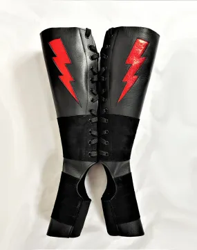 Black Aerial boots w/ Red metallic ZIGGY Bolt   Suede Grip