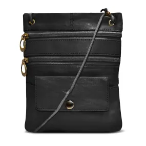 Black Multi-Pocket Leather Crossbody Bag or Wallet