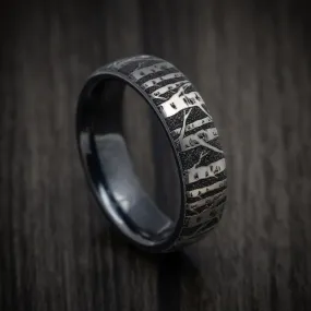 Black Titanium Birch Tree Pattern Ring