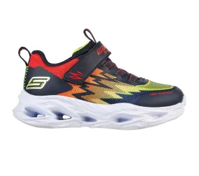 Boys Skechers Trainers Light up Strap Easy On Navy Multi Vortex - Flash