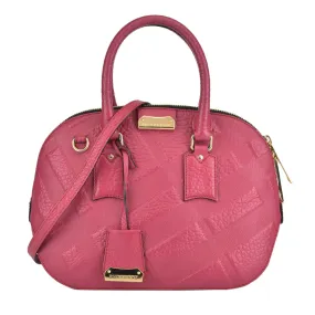 Burberry Orchard Embossed Check Bowling Bag in Red