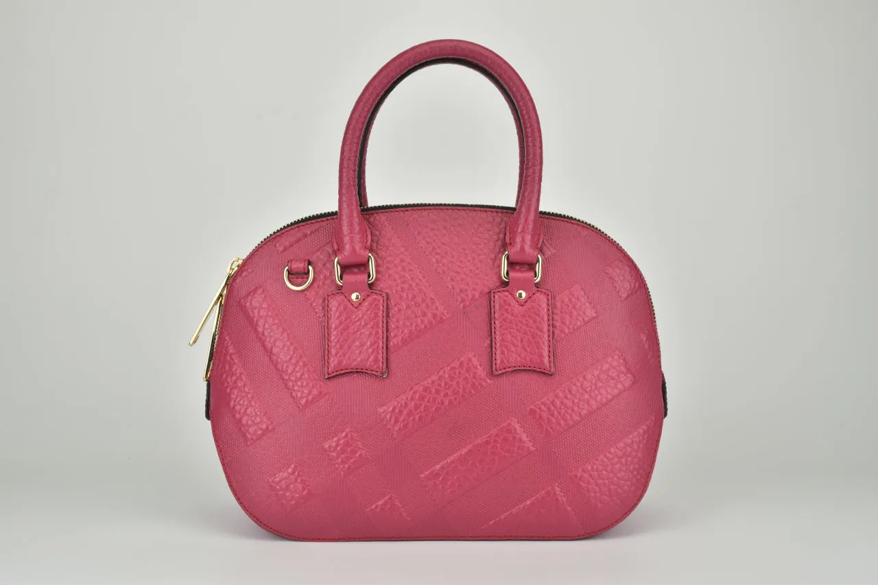 Burberry Orchard Embossed Check Bowling Bag in Red