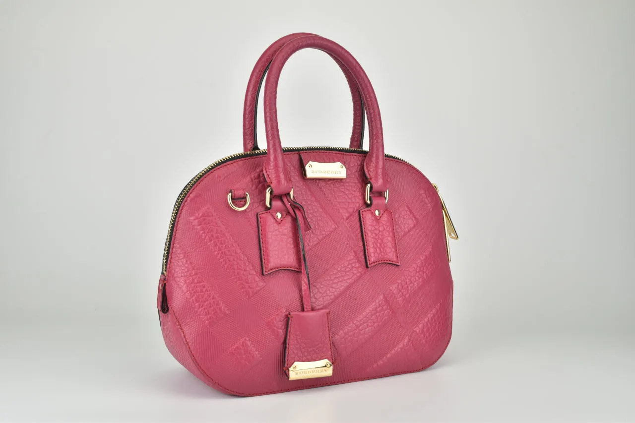 Burberry Orchard Embossed Check Bowling Bag in Red