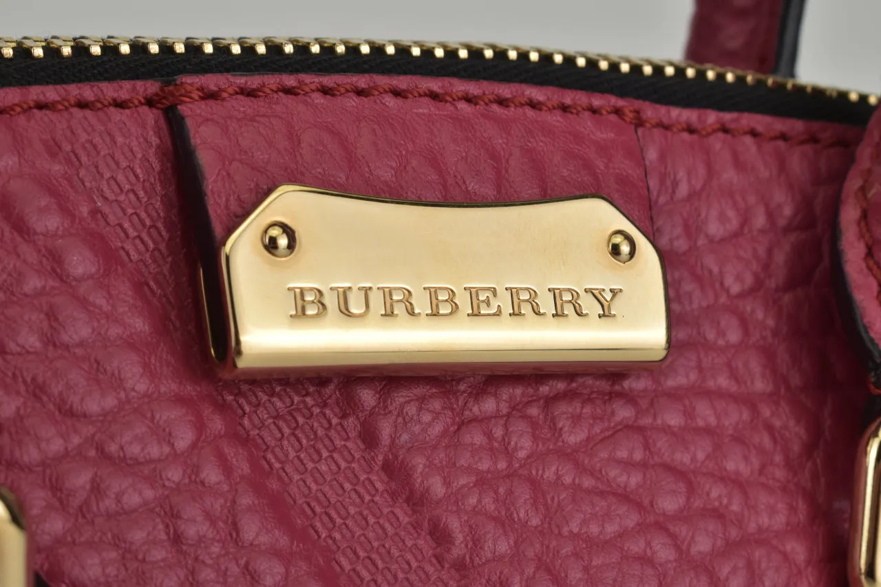 Burberry Orchard Embossed Check Bowling Bag in Red