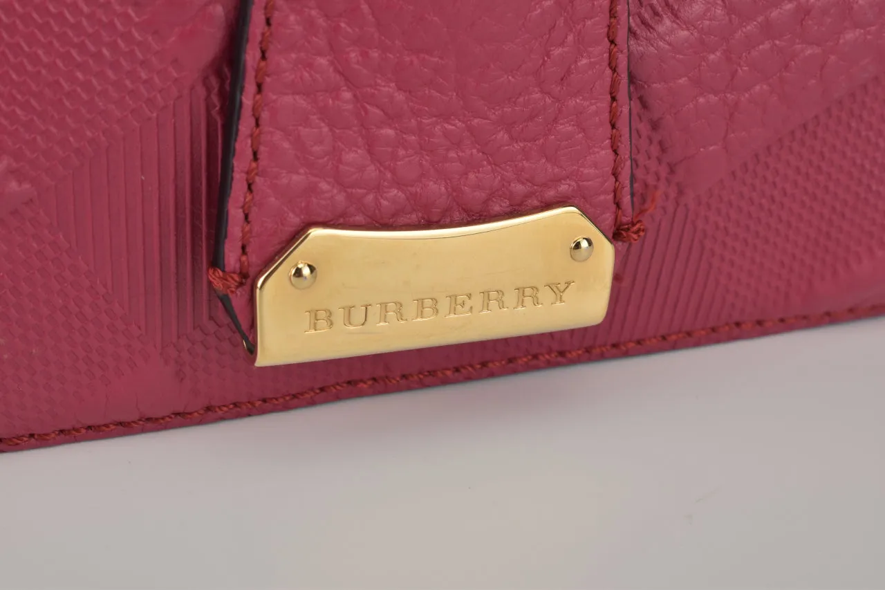 Burberry Orchard Embossed Check Bowling Bag in Red