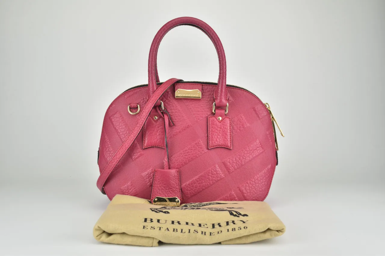 Burberry Orchard Embossed Check Bowling Bag in Red