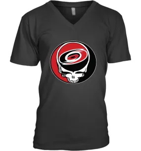 Carolina Hurricanes Grateful Dead Steal Your Face Hockey NHL Mens V-Neck T-Shirt