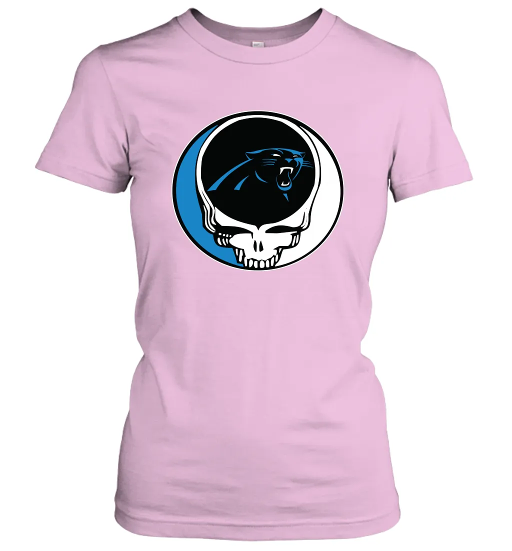 Carolina Panthers Grateful Dead Steal Your Face NFL Football Womens T-Shirt