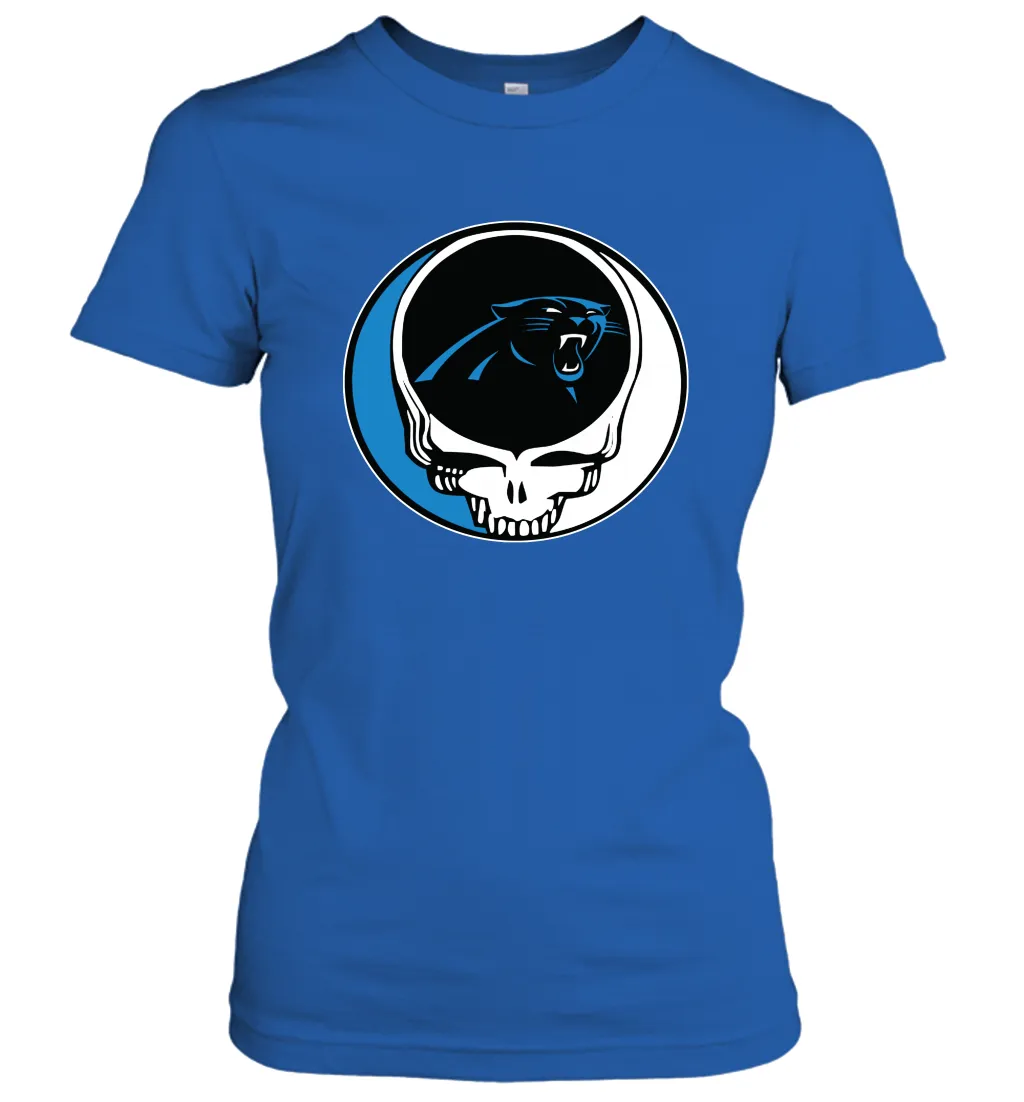 Carolina Panthers Grateful Dead Steal Your Face NFL Football Womens T-Shirt