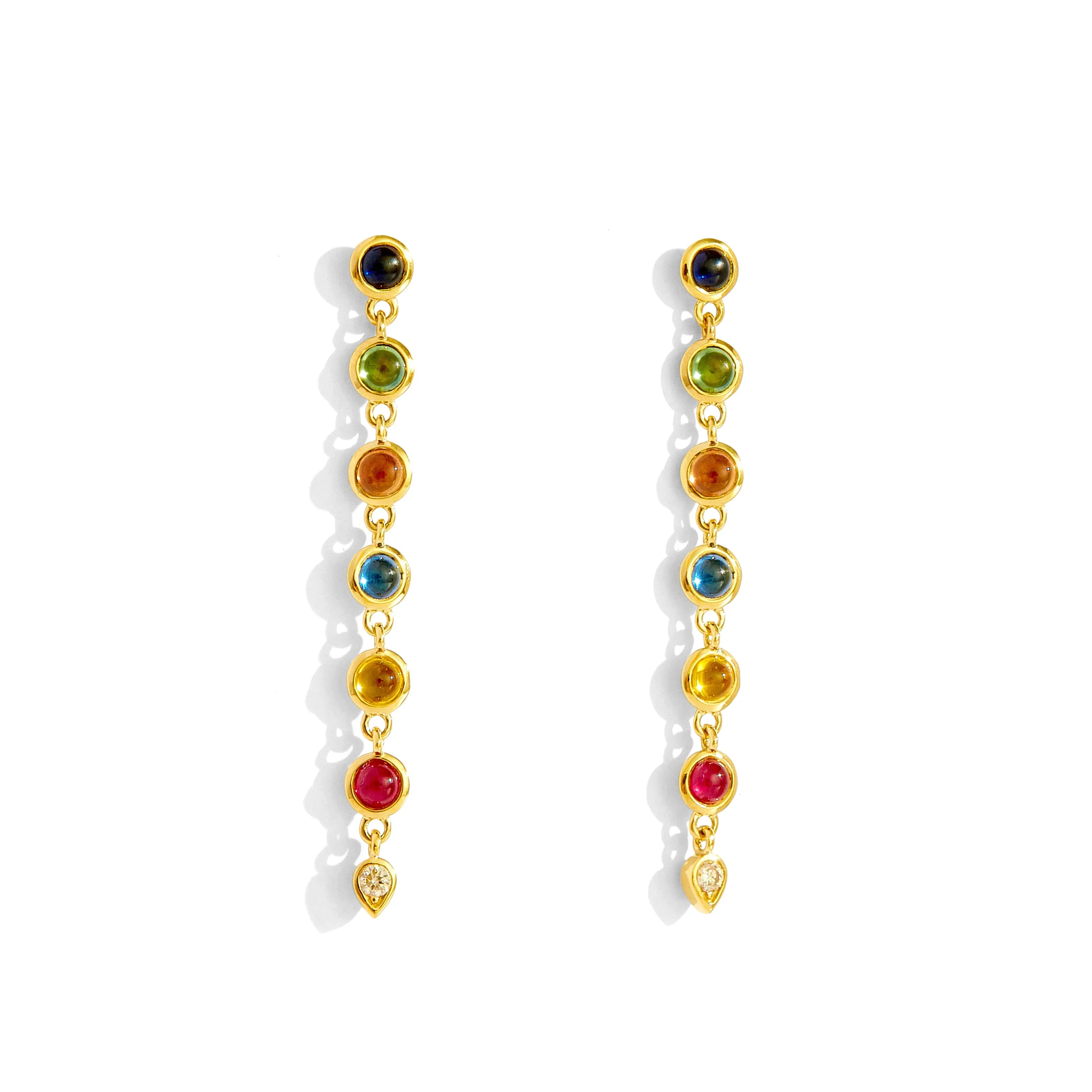 Chakra Multi Color Sapphire Earrings