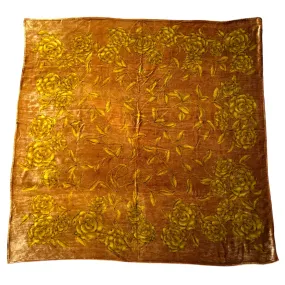 CHANEL Velvet Floral Scarf - Copper & Gold