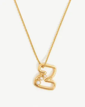 Chubby Pearl Initial Pendant Necklace  - Initial Z | 18ct Gold Plated Vermeil/Pearl