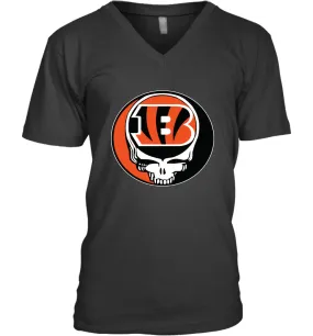 Cincinnati Bengals Grateful Dead Steal Your Face NFL Football Mens V-Neck T-Shirt