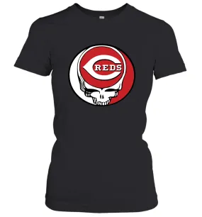 Cincinnati Reds Grateful Dead Steal Your Face Baseball Womens T-Shirt